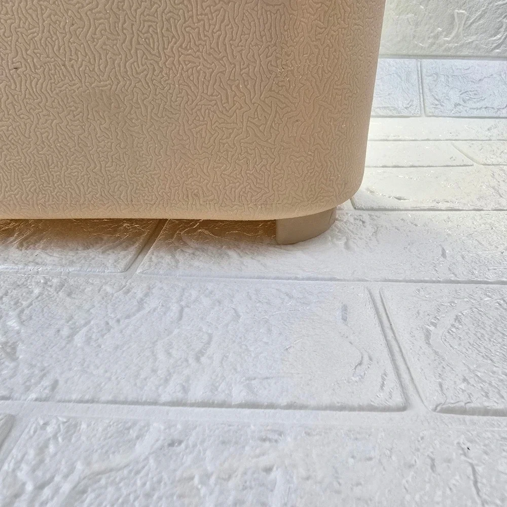 Vintage Textured Plastic Wastebasket Beige Rectangular Mid Century 11